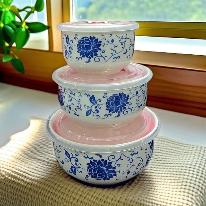 【张氏御瓷】WJ-青花保鲜碗三件套