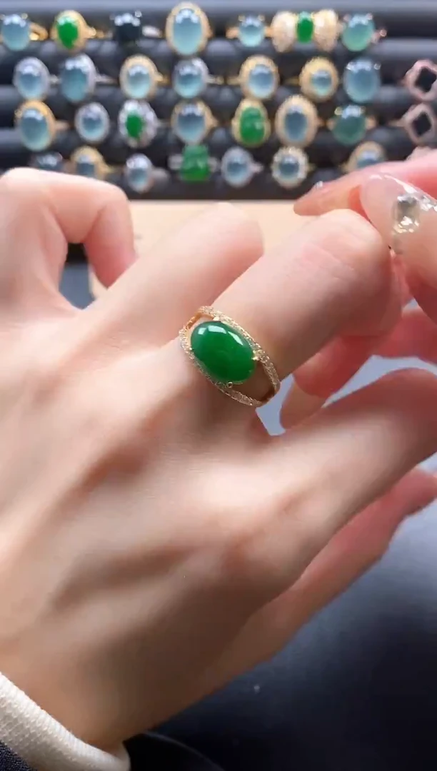 银S925镶嵌戒指翡翠5115