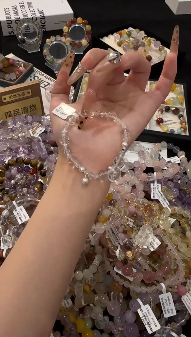 银S925镶嵌手链水晶白水晶x2508