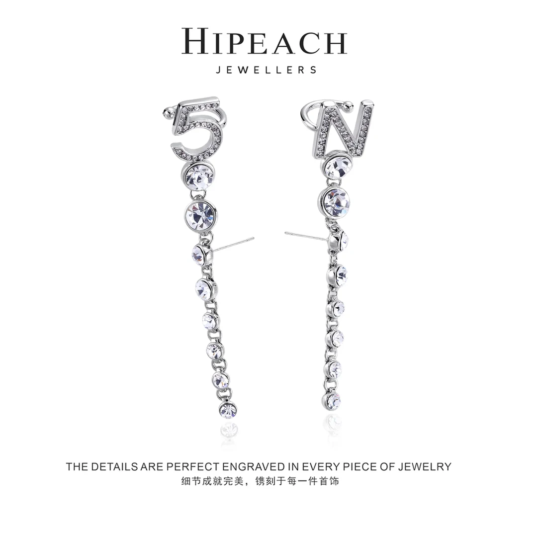 镀K金N5闪钻流苏耳环夹HTDNX083