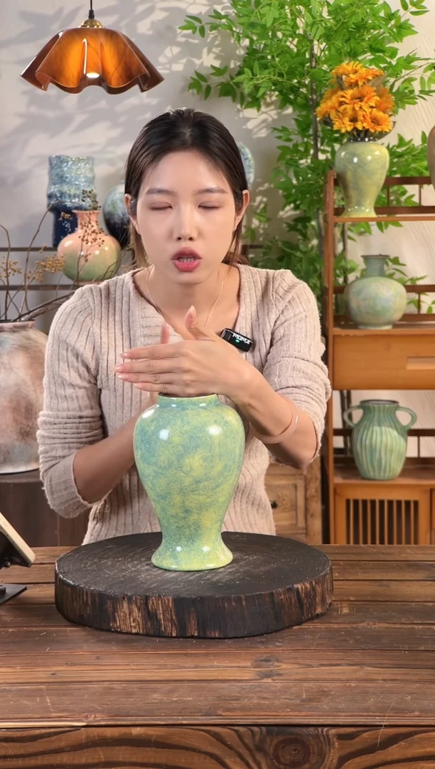 绿野仙踪-中号美人花瓶】复古绿色陶瓷花瓶干花鲜花陶罐桌面斗柜