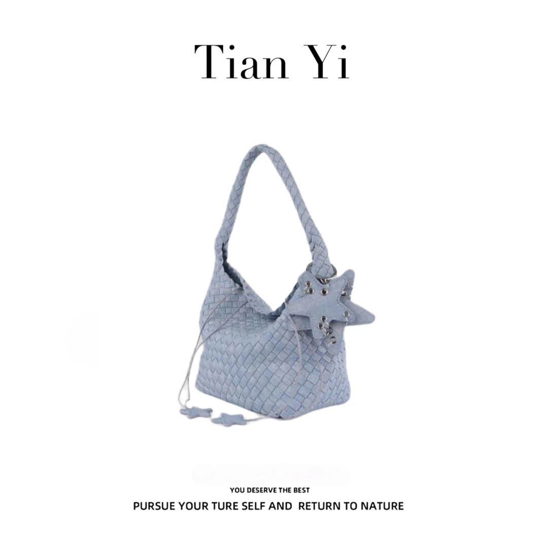 【Tian Yi渠道货】-2025新款轻奢单肩手提斜跨包 2697 雪花牛仔（浅）