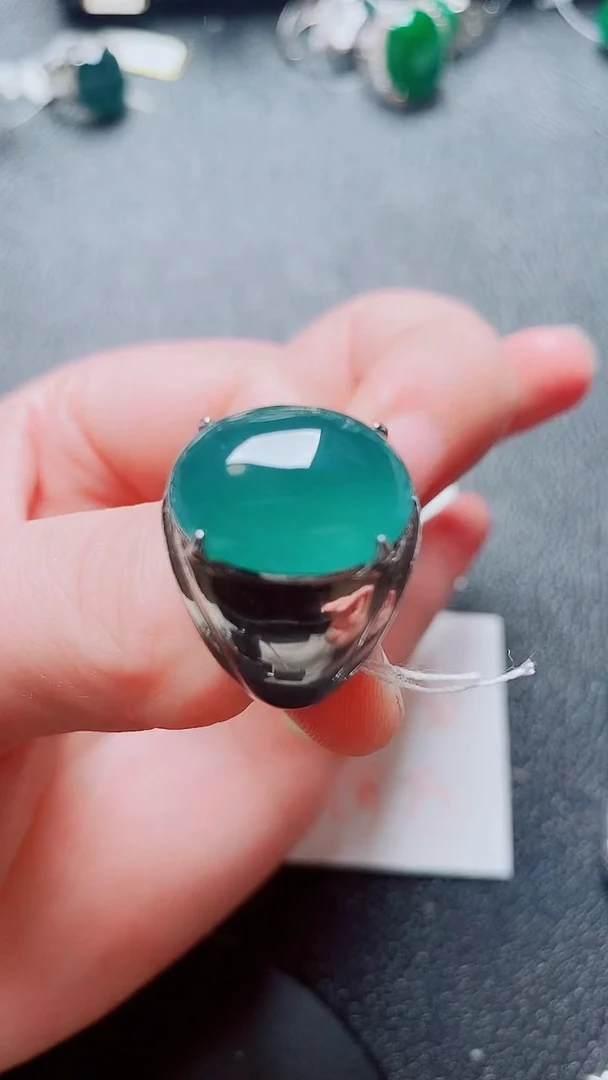 银S925镶嵌戒指翡翠1
