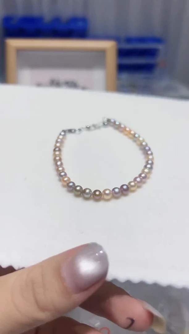 银S925镶嵌手链淡水珍珠67