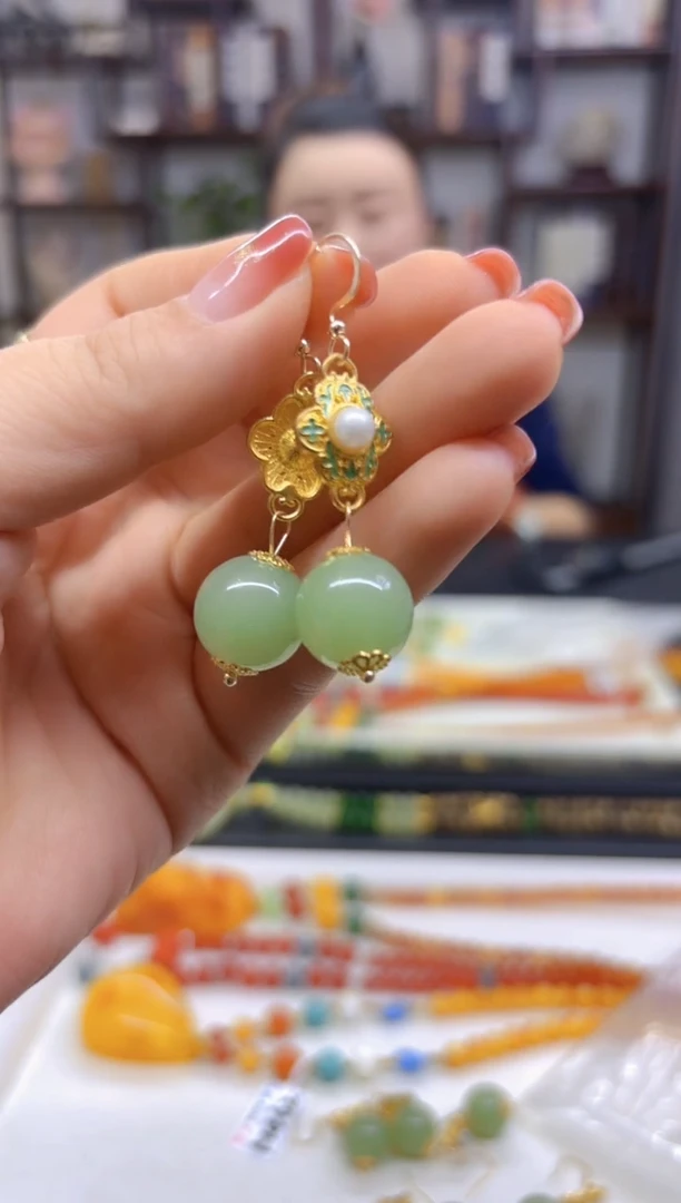 【闪购商品】和田玉（青玉）耳坠未镶嵌E52