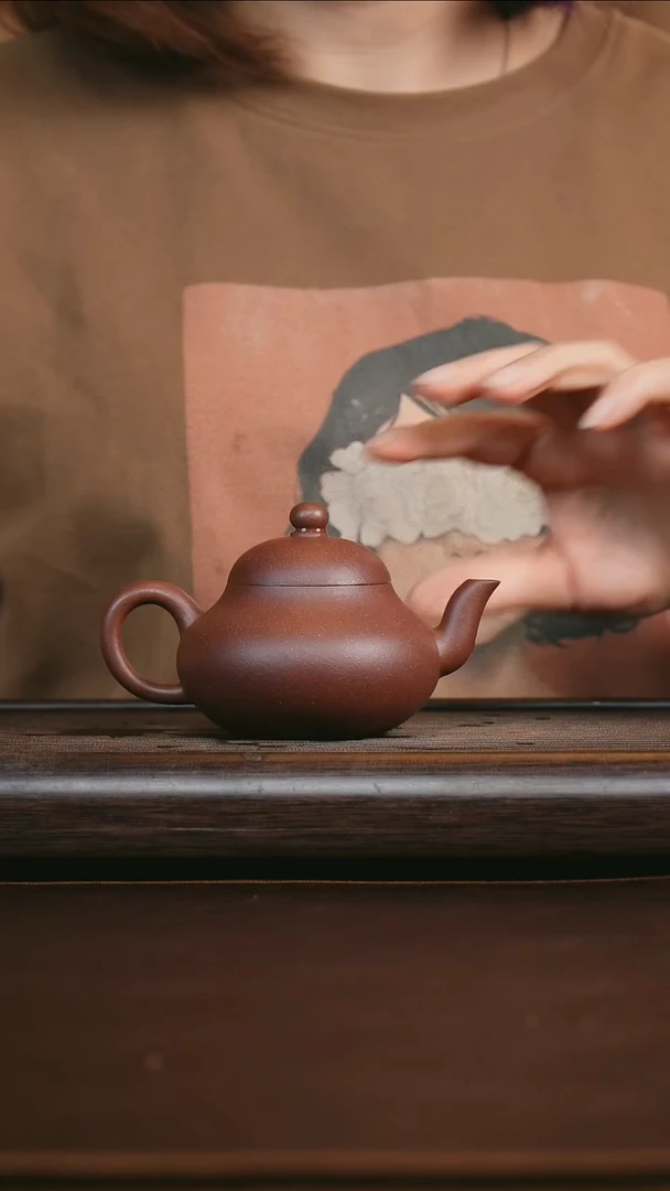 茶壶紫砂艺品紫砂 精选天青紫栗段 梨形150cc