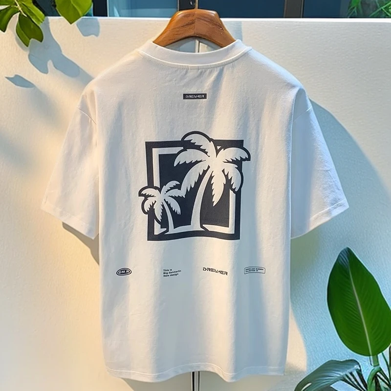 Cebrodz夏季印花短袖t恤男士宽松休闲棉质T恤衫休闲薄款舒适上衣