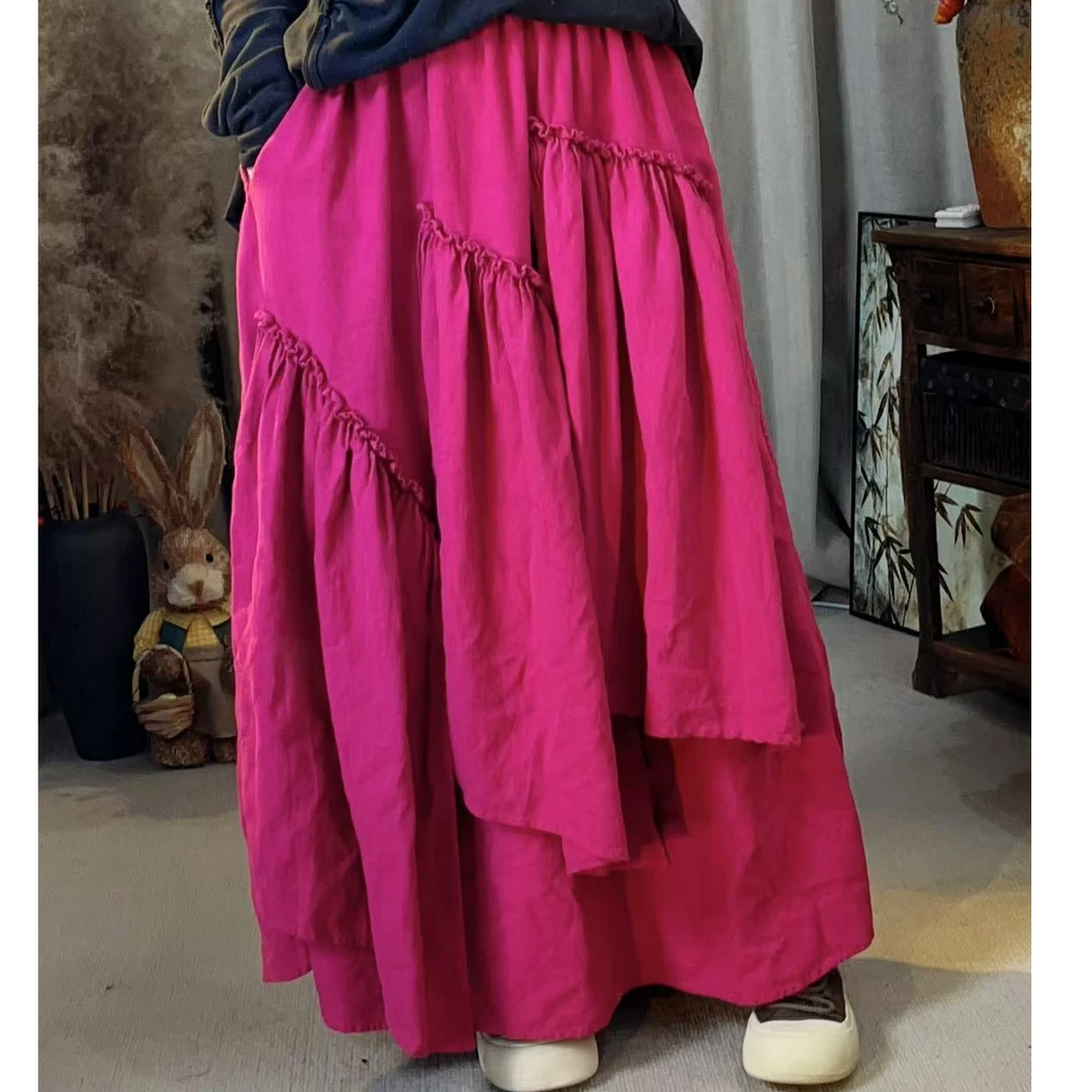 （忆南）亚麻四片半裙（裙长93）