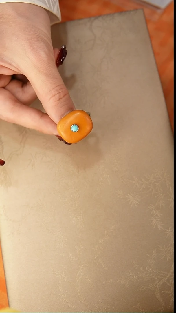 【闪购商品】琥珀戒指银S925镶嵌戒指