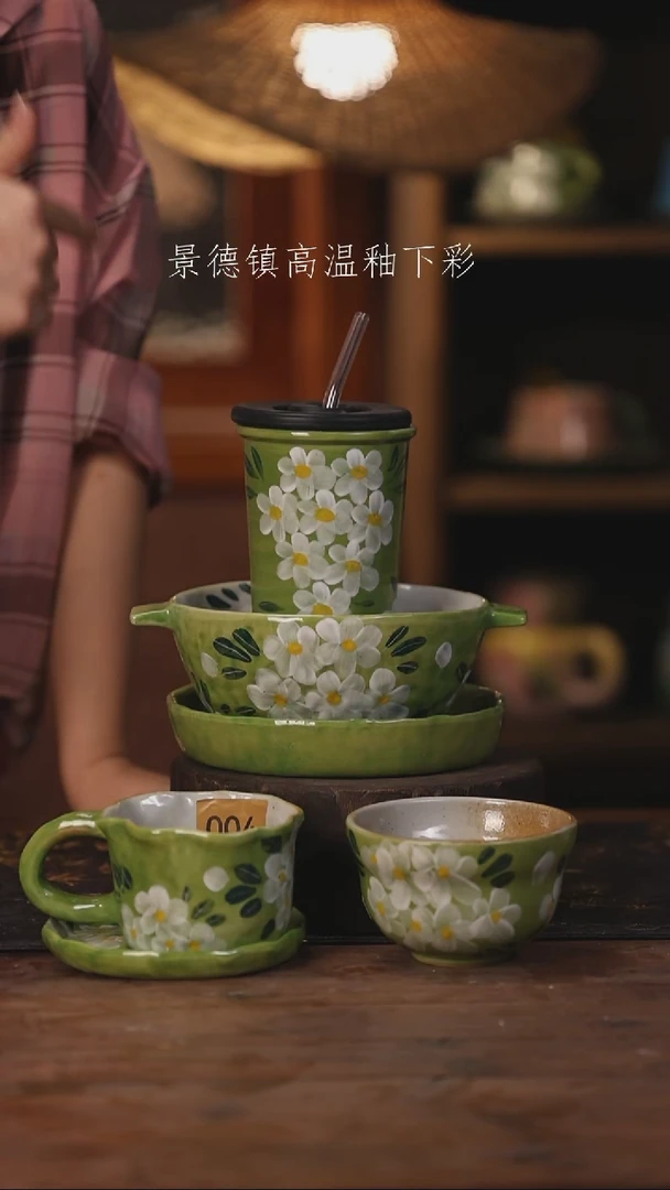 陶瓷景德镇高温釉下手绘陶瓷
