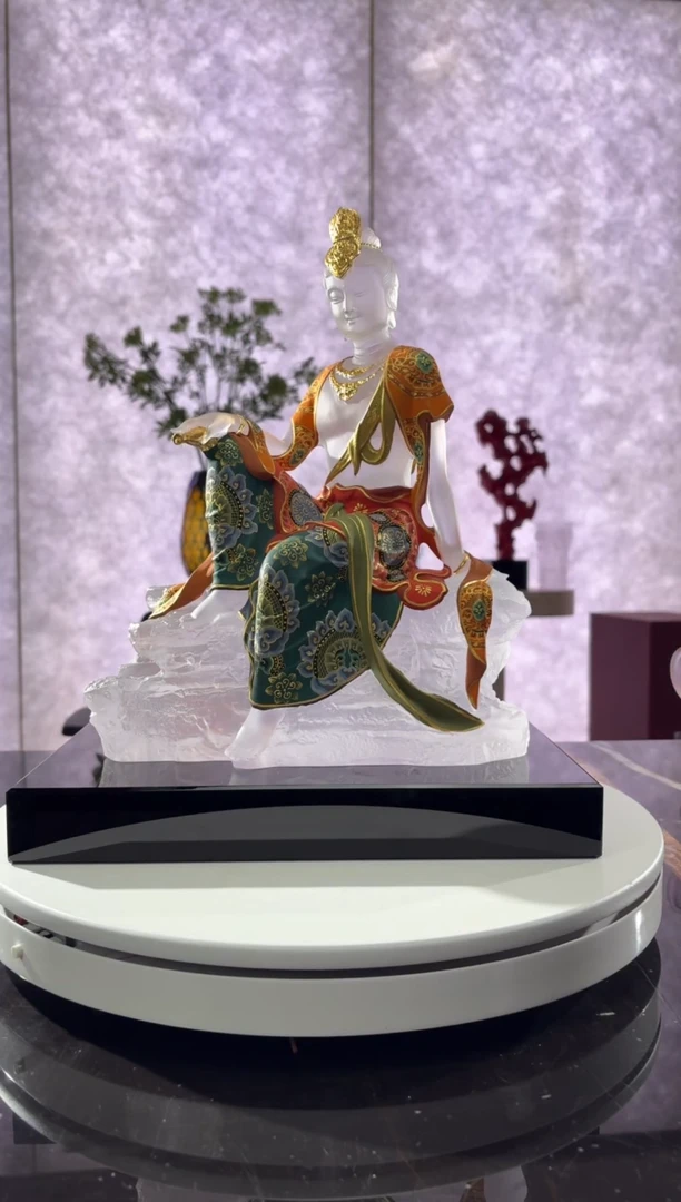 摆件CS0202061描金水月观音像+黑色大底座 一尊一请