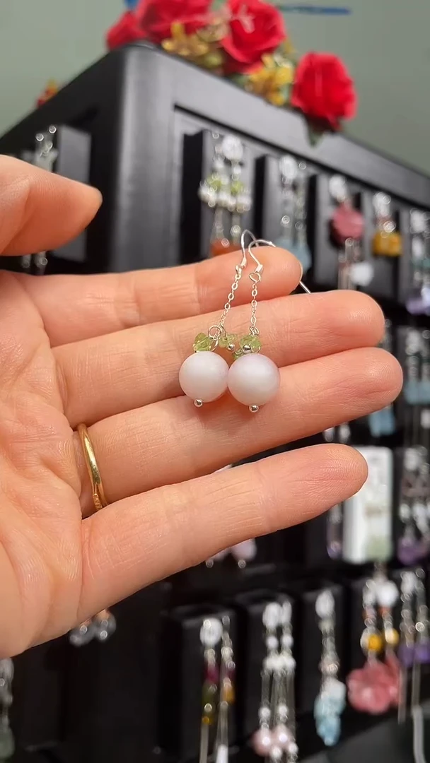 紫晶耳饰银S925镶嵌半**瑜半夏瑾瑜