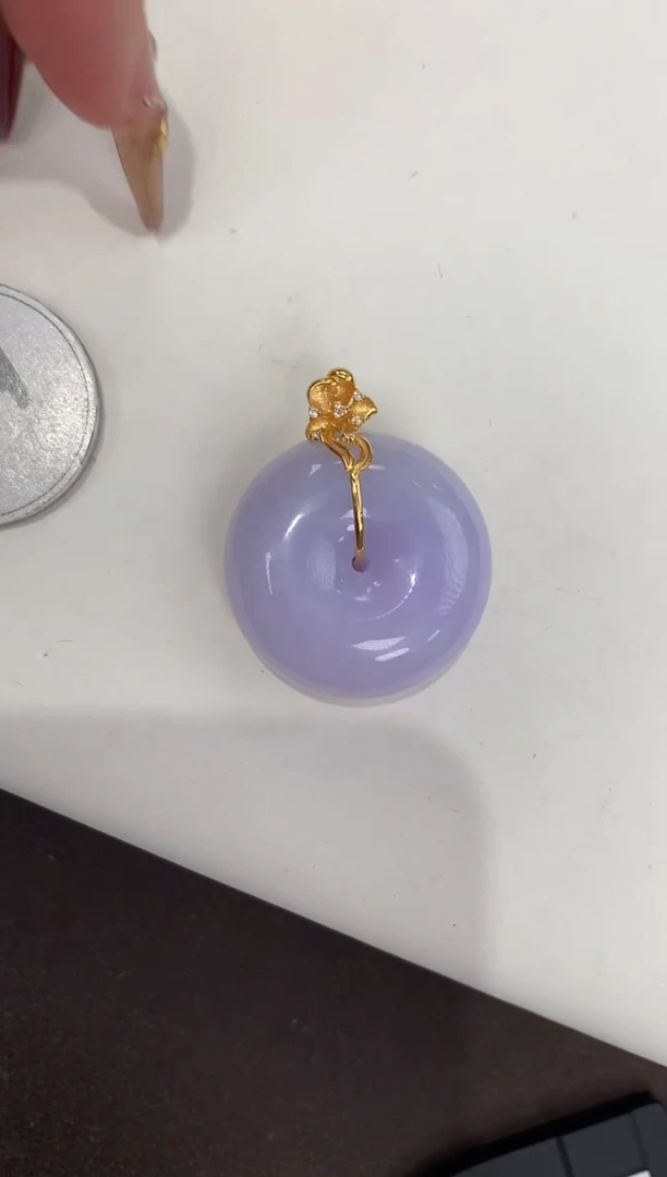 颈饰18K金镶嵌翡翠天然缅甸a货翡翠