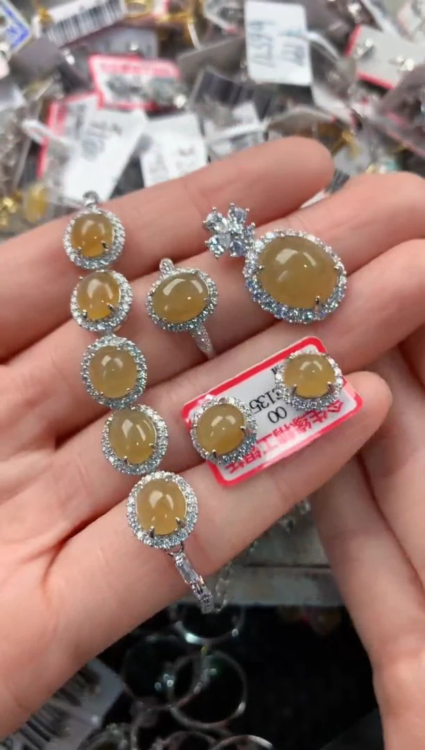 银S925镶嵌戒指翡翠666   7