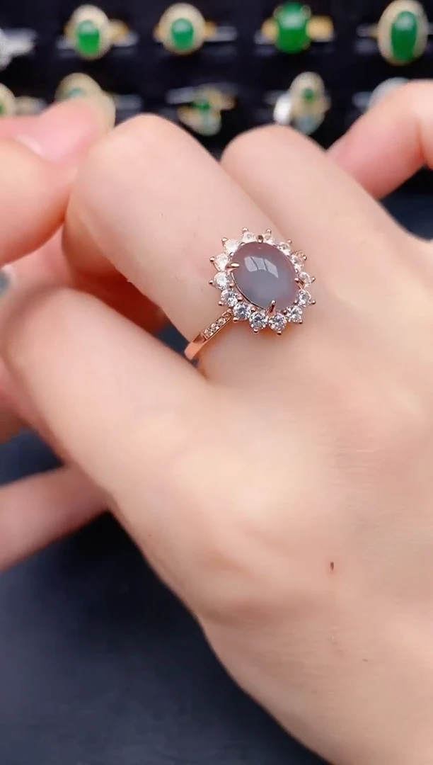 银S925镶嵌戒指翡翠天然a货翡翠12