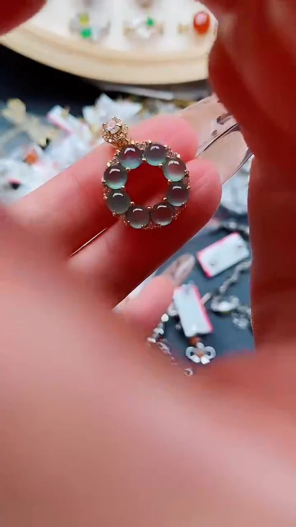 银S925镶嵌戒指翡翠...