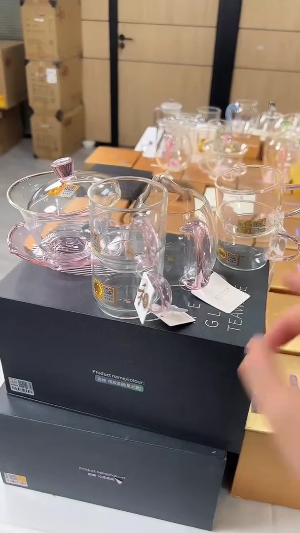 @@禾器荷叶盖碗浅粉色+倾妍粉+逸杯粉4