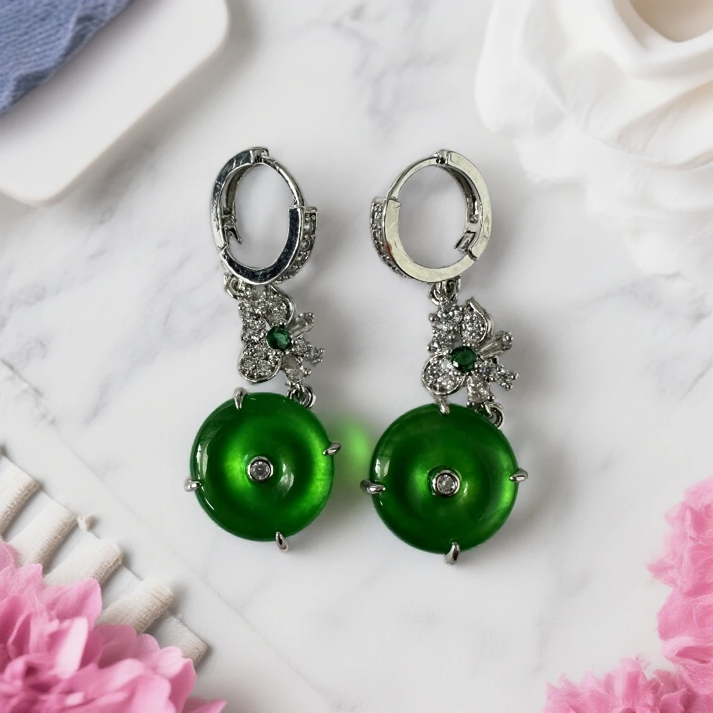 【大北】绿色平安扣耳饰/QW795-精致吊坠女士