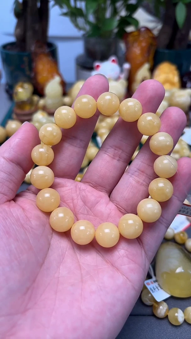 手串蜜蜡未镶嵌p47精品俄料白花蜜蜡单圈 19.71克 12+mm