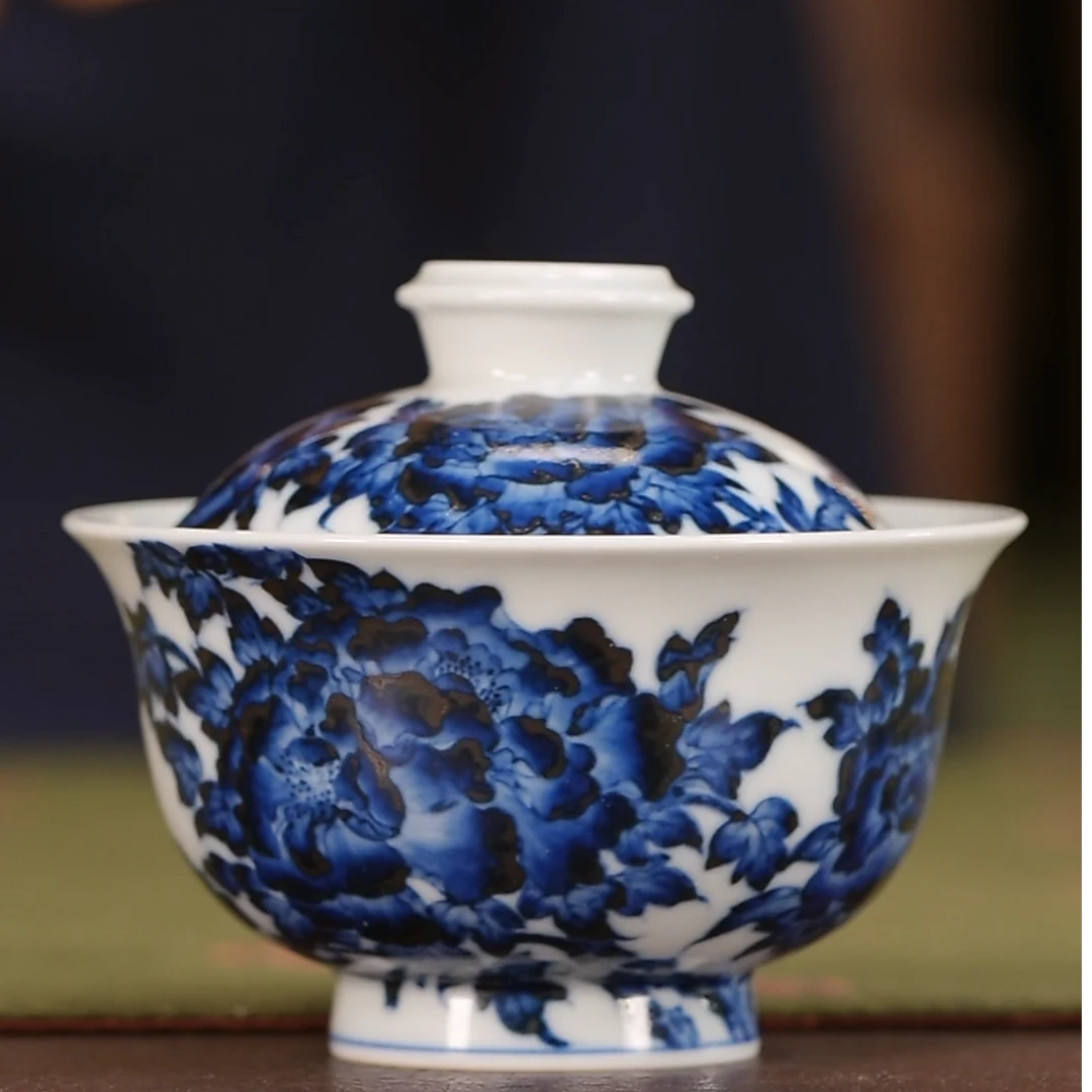【小乔赏瓷】林涛小馆新品永宣青花牡丹盖碗ltxg594