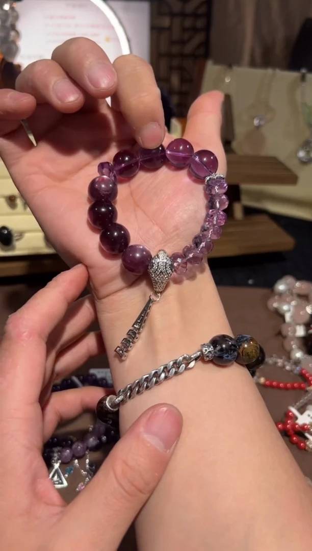 【闪购商品】水晶手链合金紫锂云母紫水晶