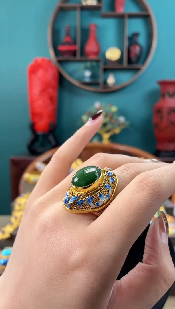 非遗手工花丝镶嵌戒指