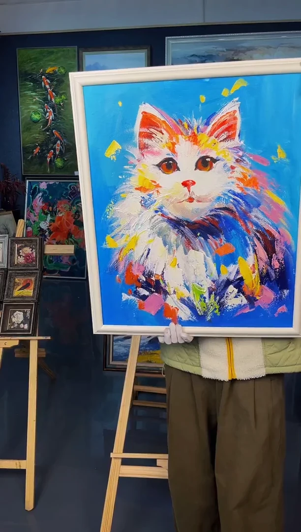 【闪购商品】油画4号 50*60 猫-手绘油画