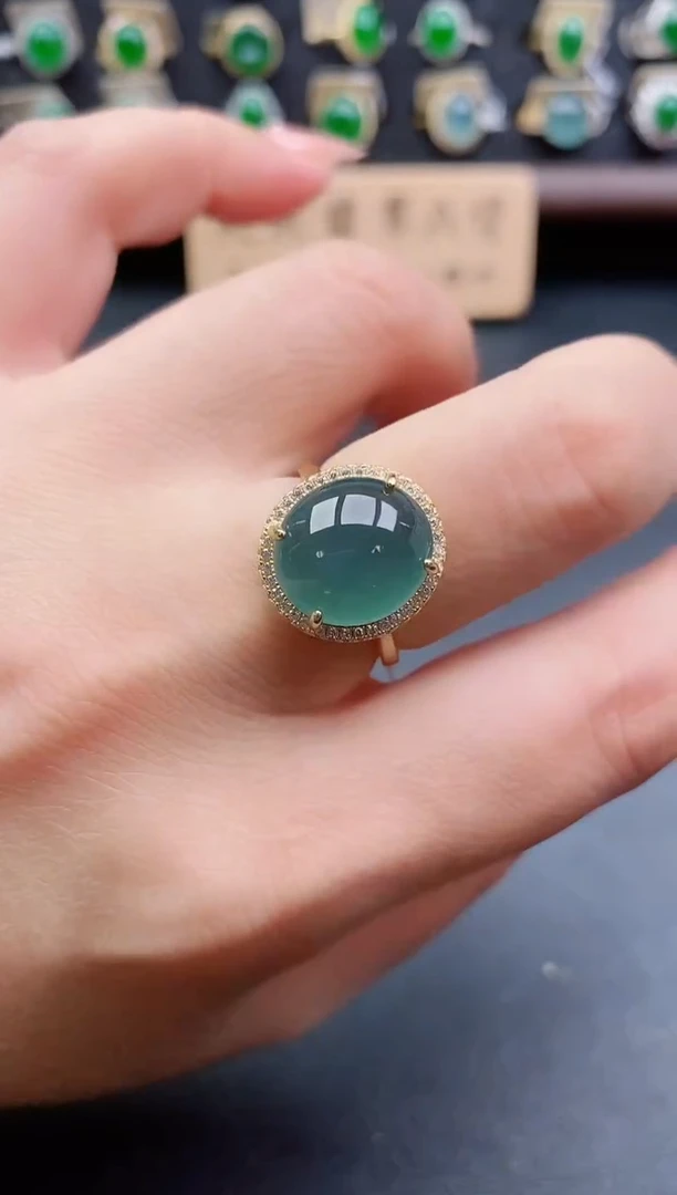 银S925镶嵌戒指翡翠1