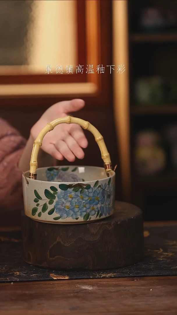 陶瓷景德镇高温釉下手绘陶瓷@L834@