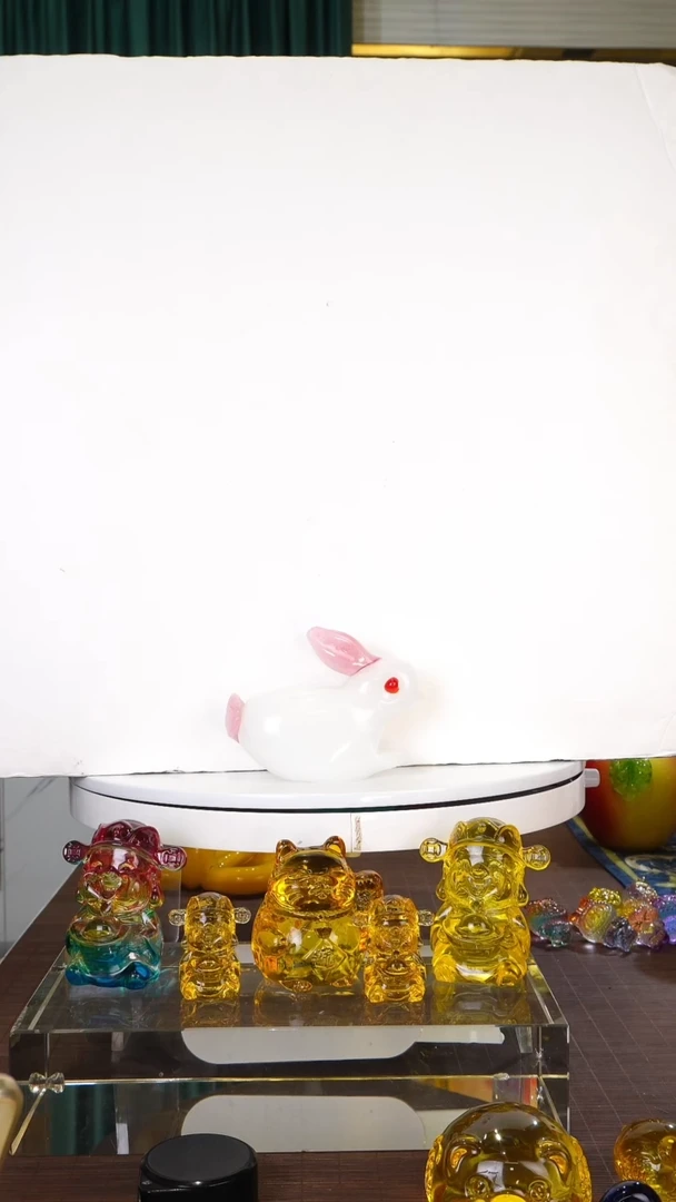 手工艺品琉璃琉璃白兔