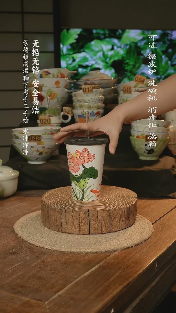 瓷景德镇高温瓷釉下彩手绘陶瓷