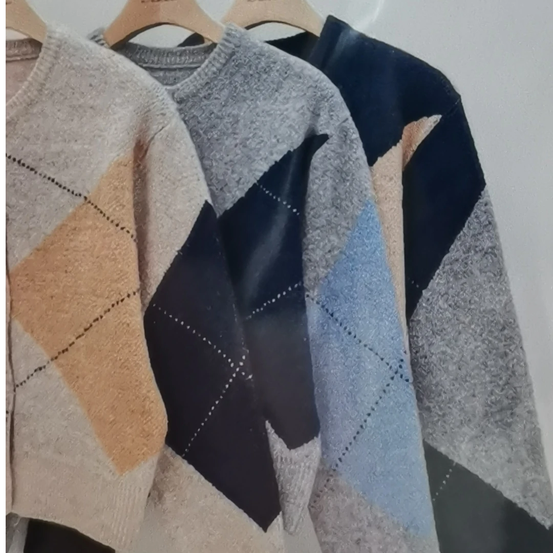 积木方块针织开衫（小众设计师品牌款0097）