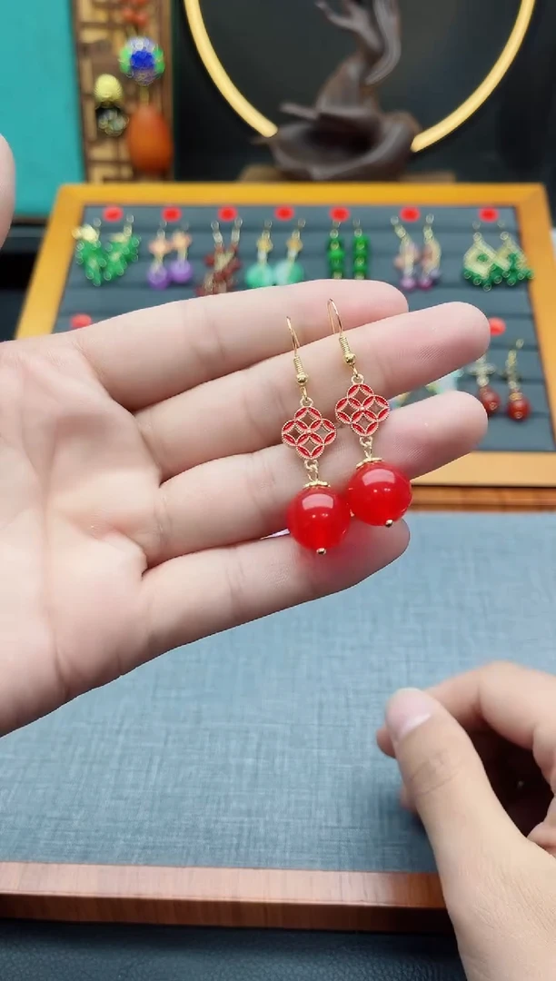 【闪购商品】南红玛瑙耳饰银S925镶嵌523000