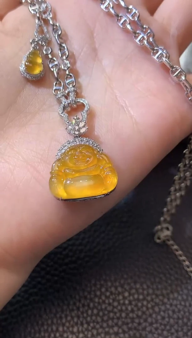 翡翠18K金镶嵌吊坠(不含链)D18翡翠