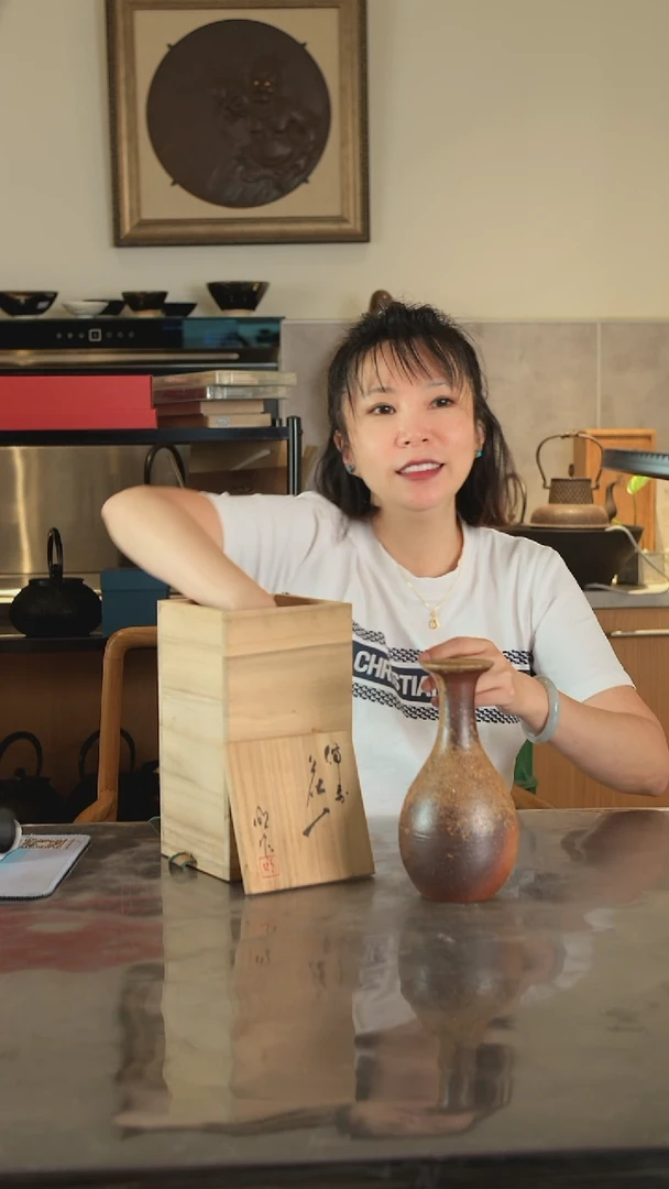 陶土日本小西陶古作备前烧鹤首型花器