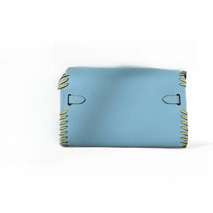TOLEX2025新款手工时尚女包 0653 外缝方包蓝色19.5cm
