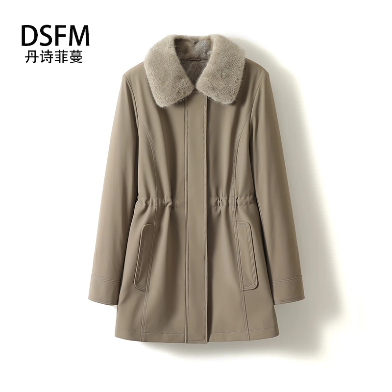 25新款女士水貂派克服可拆卸水貂内胆尼克服翻领短款外套7761