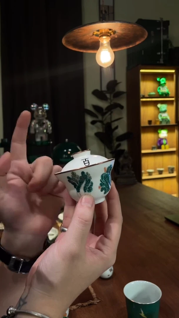 包铜白菜葫芦盖碗