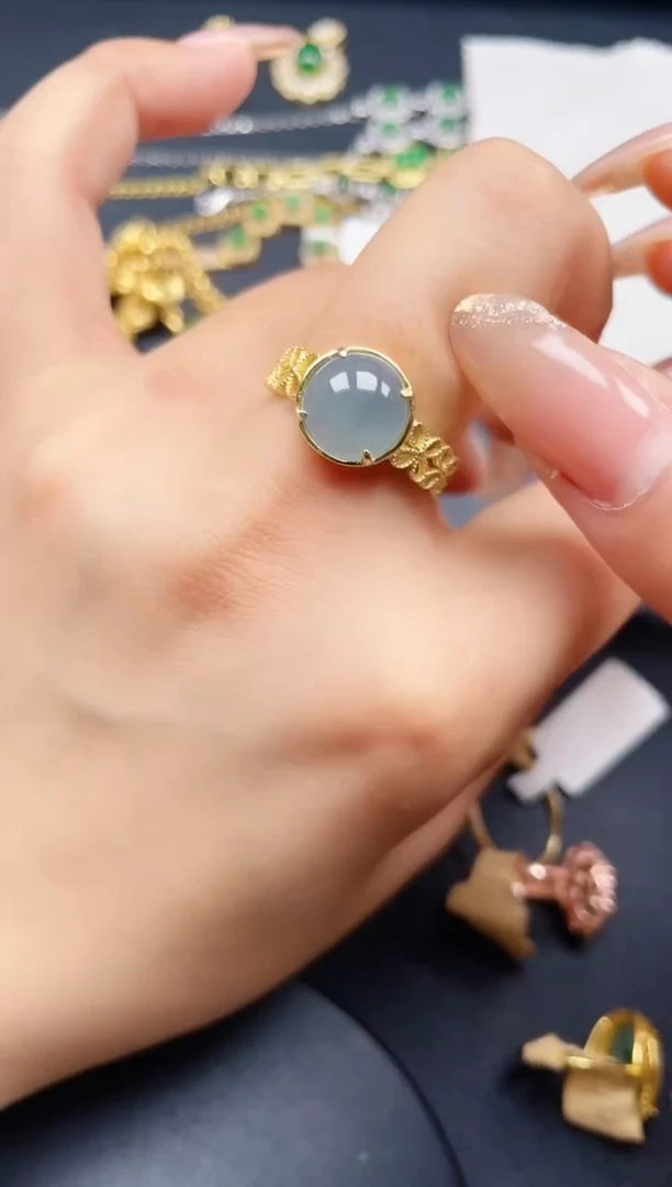 翡翠戒指银S925镶嵌423423