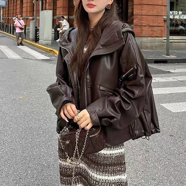 Y2402 秋冬气质加厚保暖连帽休闲羽绒内胆防风显瘦百搭中长款外套