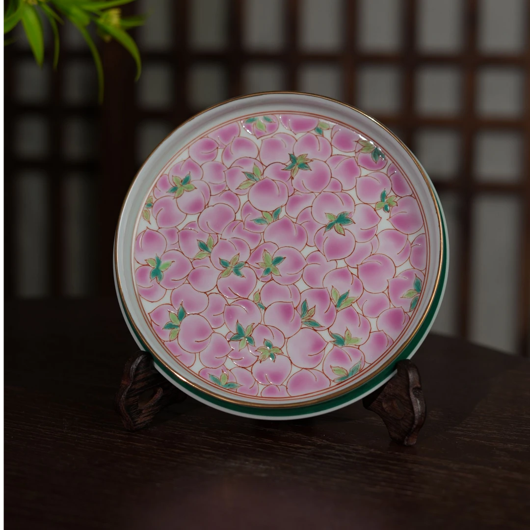玲珑集 粉彩桃子壶承-16厘米 LL490