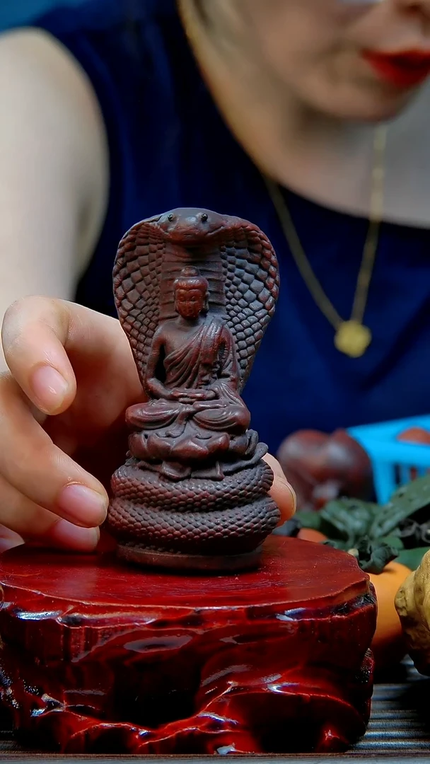 紫砂紫砂茶宠摆件蛇佛