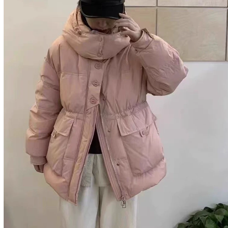 【靓衣园】时尚宽松三粒扣飘带加厚棉衣（810）