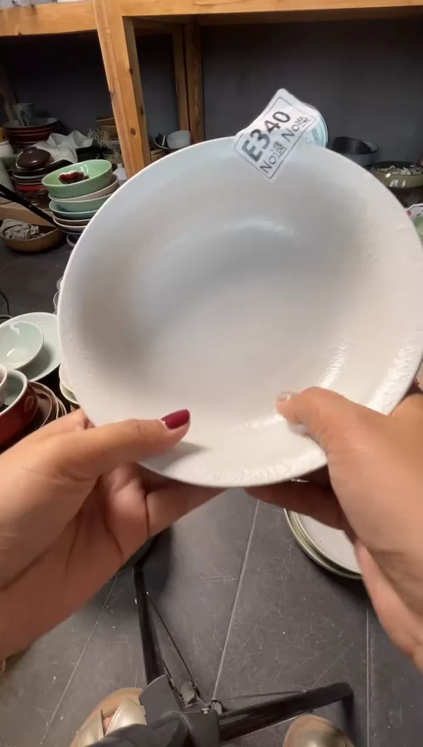 瓷片小**潮e340白色反口碗