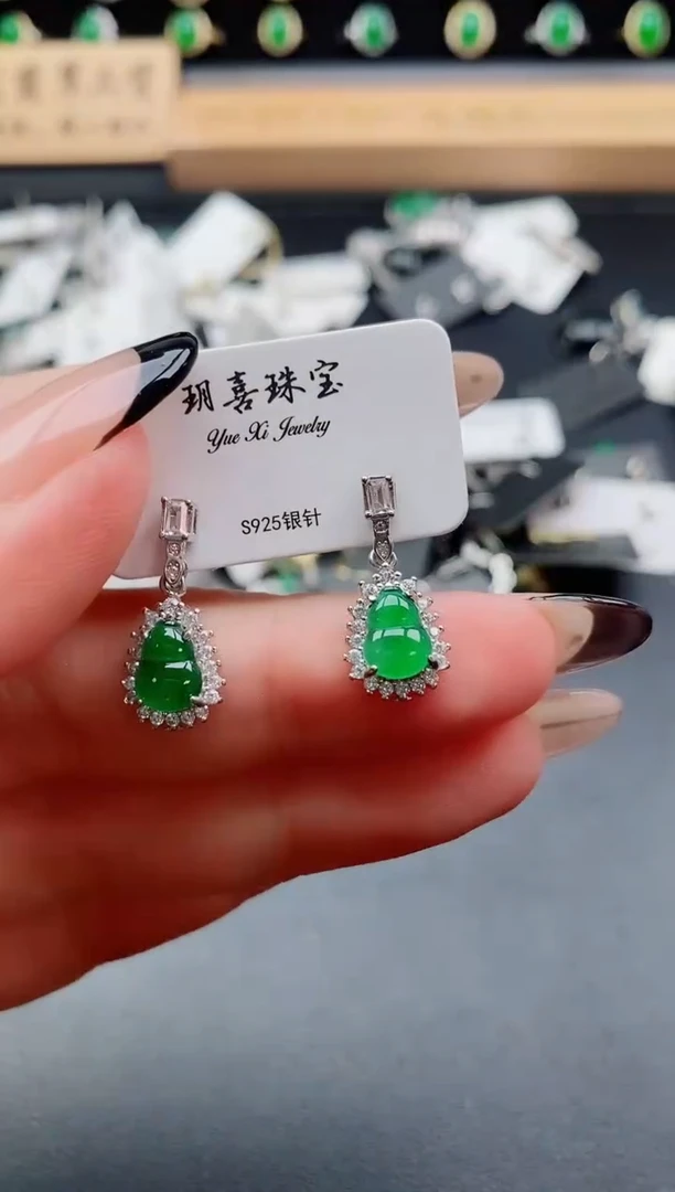 银S925镶嵌戒指翡翠1