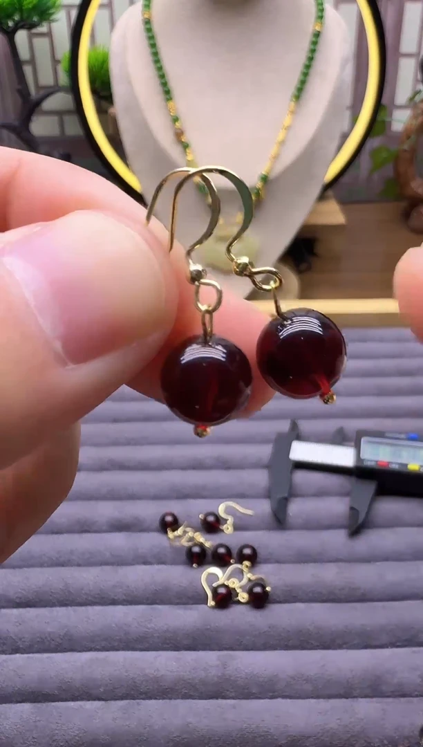 血珀14K金镶嵌耳饰E29