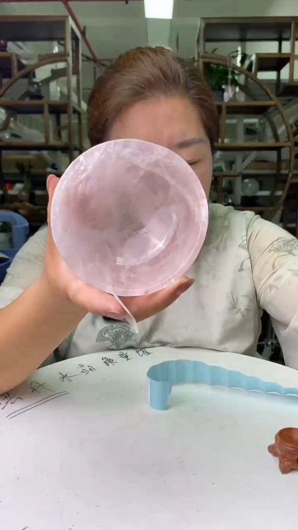水晶珠宝半成品未镶嵌粉水晶碗D843