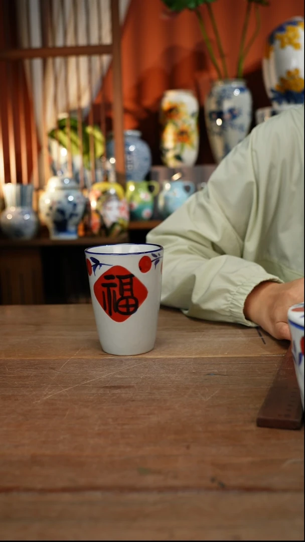 瓷片【简家甄选】景德镇设计师釉下手绘陶瓷餐具