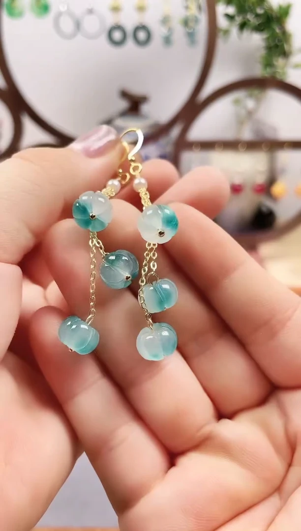 银S925镶嵌翡翠耳饰999000