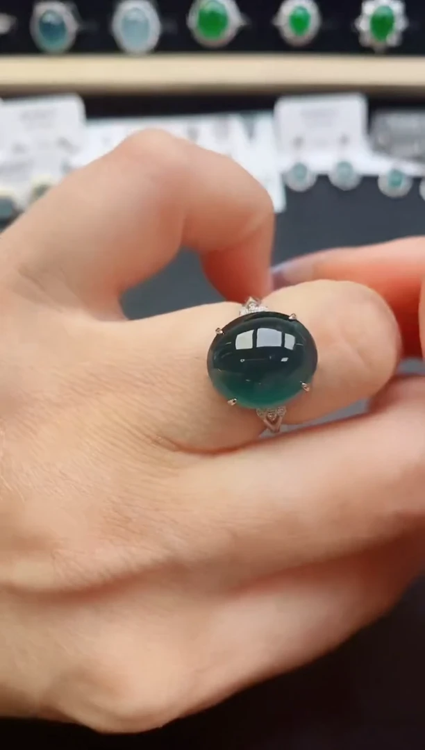 翡翠戒指银S925镶嵌1
